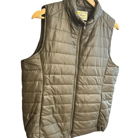 🔴5 for $40 SALE Daisy, Sleeveless, Army Green, Lightweight, Puffer Vest sz L - Picture 4 of 9
